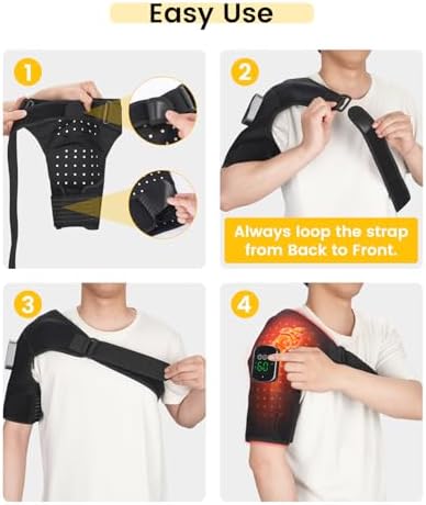 Cordless Red Light Therapy Shoulder Wrap with Vibration Massage, 5000mAh