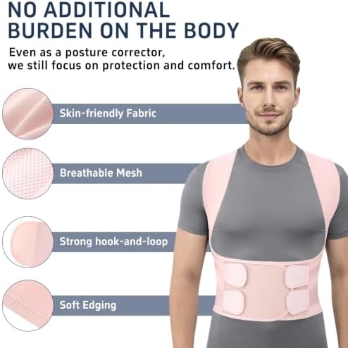 Posture Corrector for Women and Men, Adjustable Back Brace with Shoulder Support, Lumbar Support Belt and Full Back Support, Posture Trainer Back Straightener for Upper Back, Lower Back Support, Slouching and Hunchback Corrector (Pink, Small)