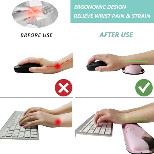 Keyboard Wrist Rest Mouse Wrist Support Set, Memory Foam Wrist Rest Pad for Computer Laptop Keyboard Mouse, Ergonomic Wrist Cushion Support for Typing Pain Relief, Gaming Home Office, Sunrise