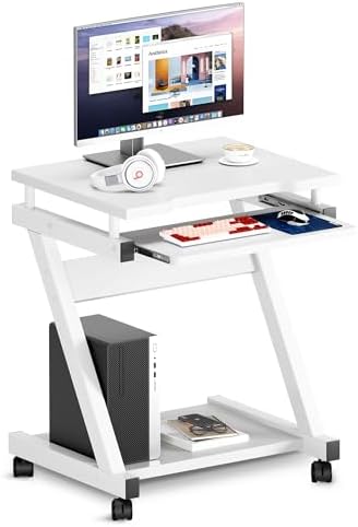sogesfurniture Mobile Compact Computer Desk Cart for Small Spaces