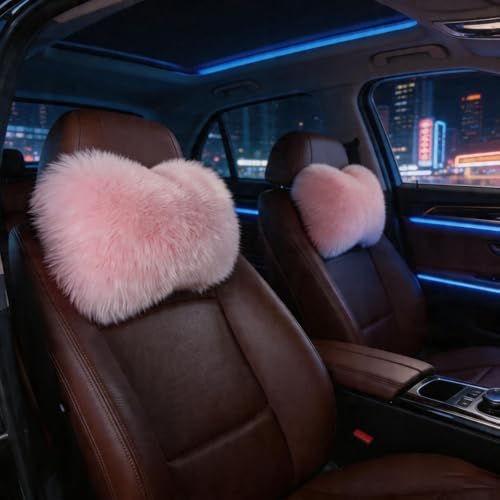 Car Headrest Pillow Plush Protector Neck Rest Pillows, Pink