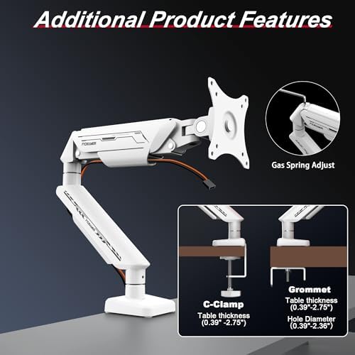 Fydeamer White Monitor Arm for 17-35" Screen up to 24.3lbs