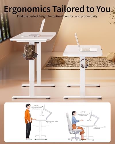 BIZUM Electric Standing Desk 60 x 24 Inch Computer Desk-Gaming Desk White Home Office Desks Height Adjustable Memory Stand Up Computer Workstation