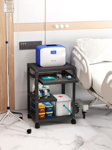 AV Presentation Cart with Keyboard Tray Mobile AV Cart Stand Metal Media Cart with Wheels for Projector Height Adjustable Computer Workstation Presentation Cart for School Classroom Office