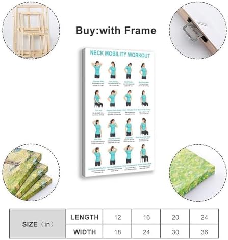 Neck And Shoulder Stretch Chart for Seniors Desk Workers Gentle Seated And Standing Neck Exercises Daily Home Stretch Canvas Poster Wall Art for Living Room Bedroom Decor Frame 20x30inch