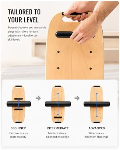 Balance Board for Adult with Adjustable Stoppers: 3 Modes Wobble Board with Roller Exercise Balancing Stability Trainer for Improve Balance Non Slip Surface