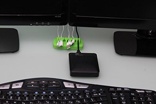 Heaviest Cable Organizer on the Market! Compact and Weighted Desktop Cord Holder for Desk and Nightstand, Eco-Friendly Silicone, No Bad Smell, Bundled with 4 Reusable Cable Ties! (Green)