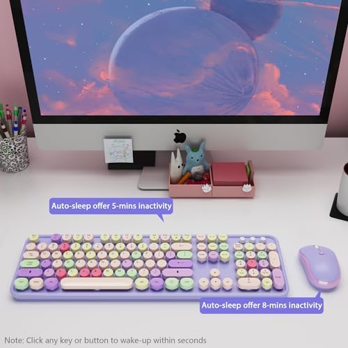 Kootop Wireless Computer Keyboard and Mouse Combo,Colorful Purple