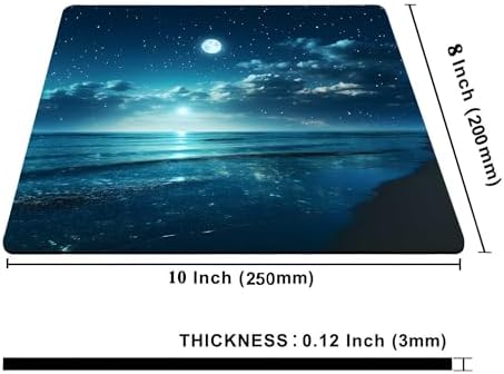 Ocean Mouse Pad, Quiet Night Moon Illuminating The Clear Blue Ocean Mousepad,Square Waterproof Mouse Mat Non-Slip Rubber Base Mousepad,Mouse Pads for Desk Computer Laptop Desk Accessories