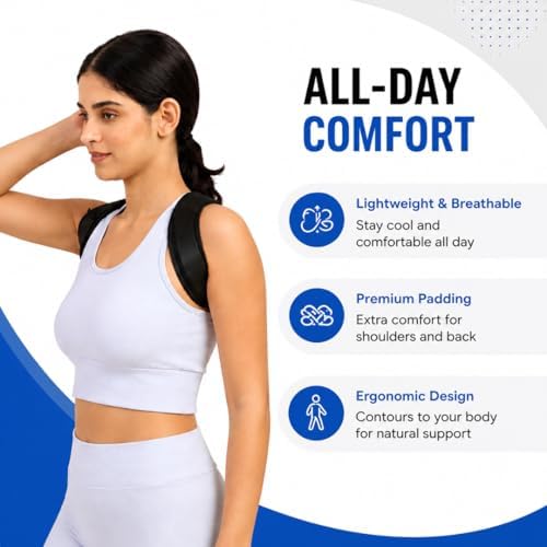 Posture Corrector for Men & Women – Back Brace Posture Corrector & Upper Back Brace for Shoulder Support – Adjustable Back Straightener for Neck & Back Pain Relief, Clavicle Support for Hunchback & Slouching (Chest 25-42”)