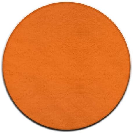 Large Machine Washable Circular Rugs, Home Decor Round Mat for Living Room Sofa Office Compatible with Orange