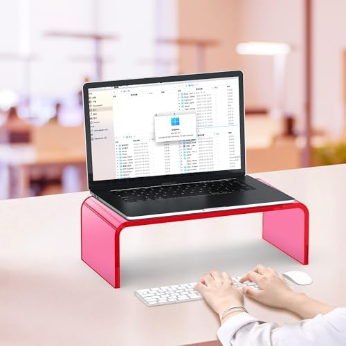 Acrylic Monitor Stand Riser Pink Laptop Stand Riser L15 xW7.5 xH4