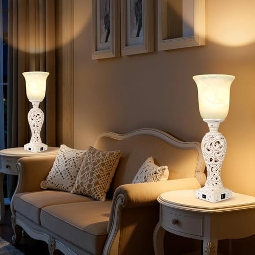 Bedside Table Lamps for Bedroom Set of 2, 3-Way Dimmable Nightstand Lamps