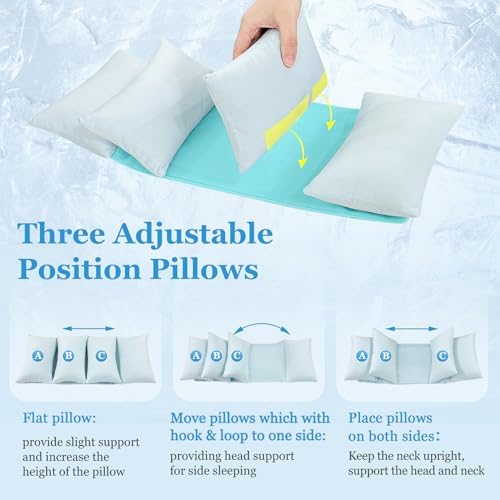 Head Stabilizing Pillow Neck Stabilizer Wedge for Sleeping Upright After Cervical Fusion Surgery Cradle Medical Positioning Bedridden Patient Posture Corrector(Cooling Fabric)