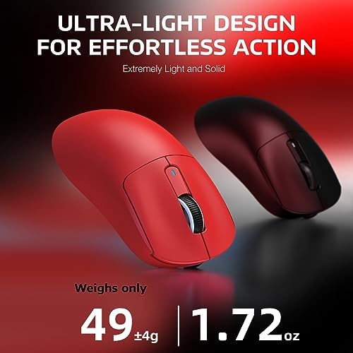 MANBASNAKE Attack Shark X3 49g Ultra-Lightweight Wireless Gaming Mouse, Red