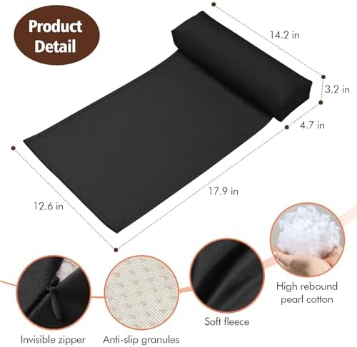 WdFour Velvet Neck & Head Pillow for Recliner Chair, Small Ergonomic Cervical Support Pillow for Home, Office and Travel, Non-Slip Cushion for Tension Relief & Shoulder Comfort (Black)