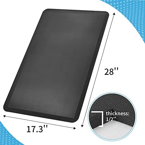 Art3d Anti Fatigue Mat - 1/2 Inch Cushioned Kitchen Mat - Comfort & Non Slip Cushion for Standing Desk, Office or Garage Floor (17.3"x28", Black)