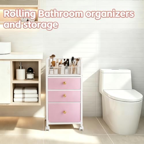 Rolling Makeup Vanity Cart Makeup Organizer with Drawers for Girls