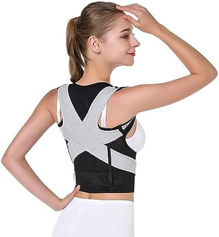 Adjustable Back Posture Corrector for Women and Men Breathable Back Support Brace Concealed Back Straigh(Gray Medium)