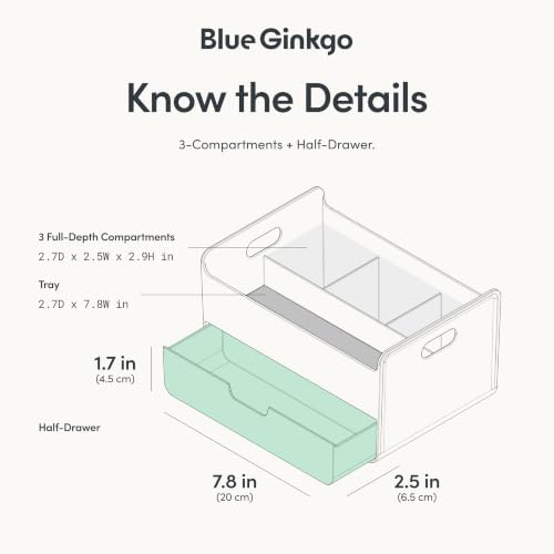 BLUE GINKGO Portable Desk Organizer, Green, Made in Korea