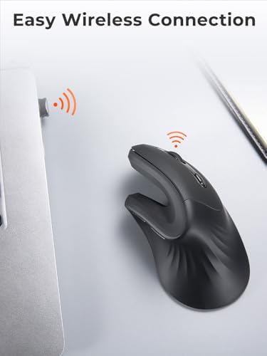 DAREU Ergonomic Vertical Wireless Mouse, 2.4G Optical Vertical Mouse with Ergo Design for Comfort and Reduced Wrist Strain,3 Adjustable DPI Levels with 6 Buttons, Computer Mice for Laptop, Desktop PC