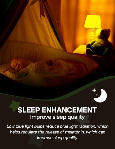 Amber Sleep Light Bulbs 4 Pack: 3W 1800K, 40W Equivalent, E26