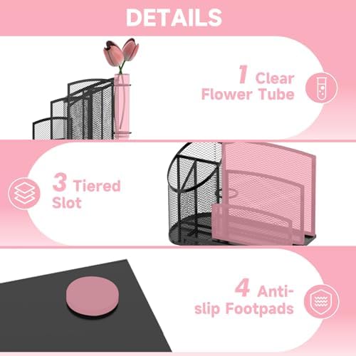 Mail Organizer Countertop for Desk, Mail File Holder with 3-Slot, Designer