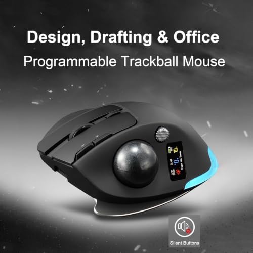 GOWENIC Wireless Trackball Mouse, Bluetooth Mouse with Ergonomic Thumb Control, Rechargeable Ergonomic (Black)