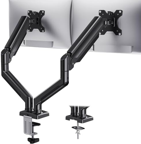 HUANUO Dual Monitor Mount for 2 Monitors up to 32 inches, Each Arm Holds Max 22lbs, Dual Monitor Stand with Advanced System, Height-Adjustable/Tilt/Swivel/Rotate, VESA Standard 75mm or 100mm