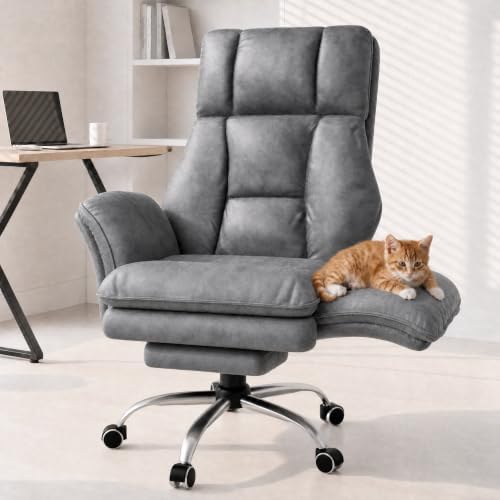 Big and Tall Office Chair with Foot Rest & Flip Armrests