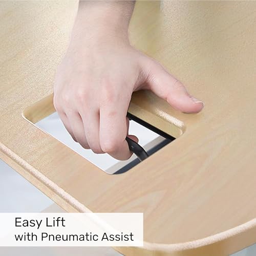 X-Elite Pro 40" Corner Standing Desk Converter with Pneumatic Lift | Adjustable Sit to Stand Riser, L-Shaped Desks & Cubicles | Fully Assembled Computer Workstation (American Maple)