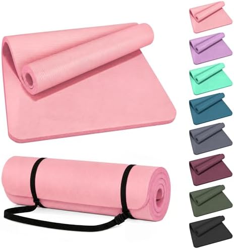 HULKFIT High Density Non Slip Yoga Mat, Extra Thick Exercise Mat with Carrying Strap, for Pilates, Fitness, Home Gym & Floor Workouts - Multiple Thickness & Multiple Color