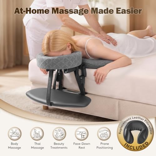 Massage Headrest for Bed, Bed Massage Head Holder & Face Cradle with Pillow