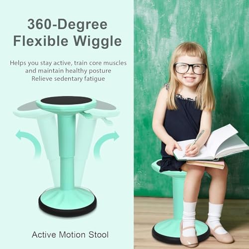 GLACER Wobble Stool, Height Adjustable 16.5-24" Flexible Seating (Green)