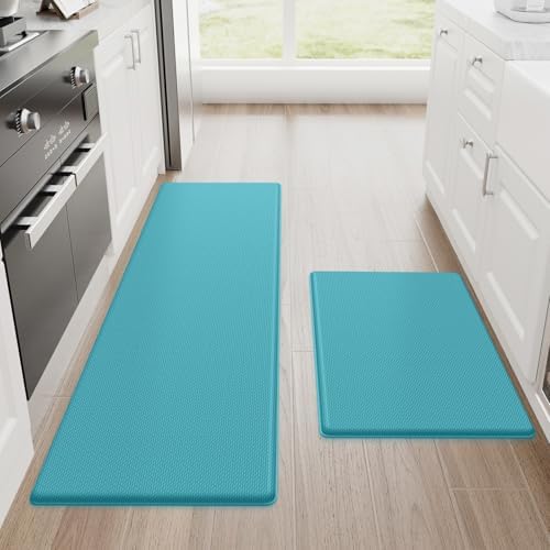 StepRite Kitchen Mats for Floor, 2-Piece Anti-Fatigue Kitchen Rugs, Green