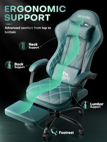 HLDIRECT Gaming Chair with Massager Lumbar Support, 400LBS Weight Capacity