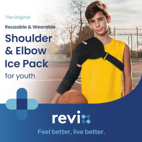 REVIX Youth Shoulder Arm Ice Pack Wrap for Pitcher, Reusable Ice Arm Sleeve