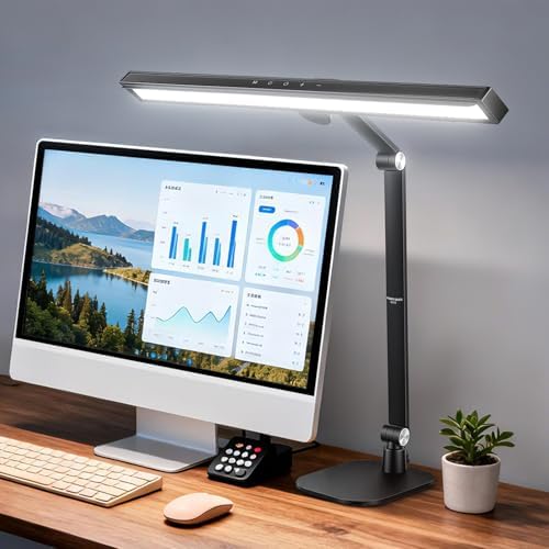 NEEWRE Basics 18" LED Video Light Bar with Base for Desk, 18W Bi Color Eye Friendly Dimmable Overhead Architect Lighting for Video Conference Zoom, 1340lux/0.5m, Touch Control/CRI95+, DL03