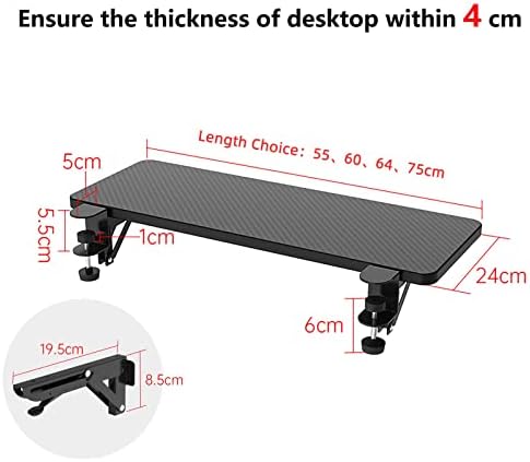 OUGIC Ergonomic Desk Extension Tray, 64x24cm, Clamp Without Punch, Keyboard Drawer Tray, Computer Armrest Table Stand