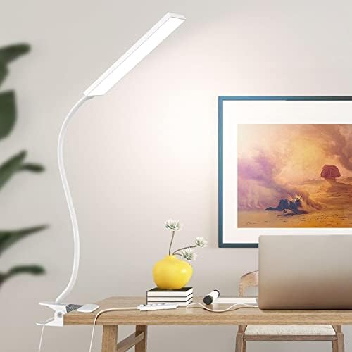 Vansuny Clip on LED Desk Lamp, Eye-Caring USB Reading Light for Home Office