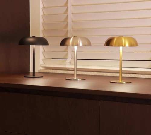 2 Pack Cordless Mushroom Table Lamp, Rechargeable, Dimmable 3 Color, Silver