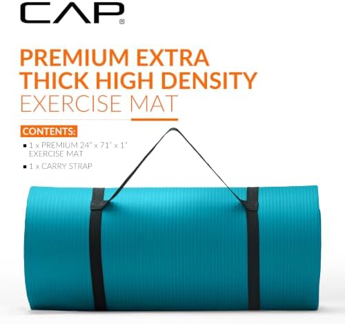 CAP 1" Extra Thick Yoga Mat, Exercise Mat with Strap, Multiple Colors