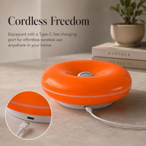 Orange Donut Lamp, Cordless Rechargeable Table & Wall Light, Touch Dimmable