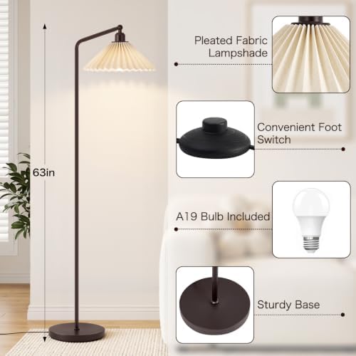 Floor Lamps for Living Room & Bedroom, 63" Modern Tall Standing Lamp, 3CCT