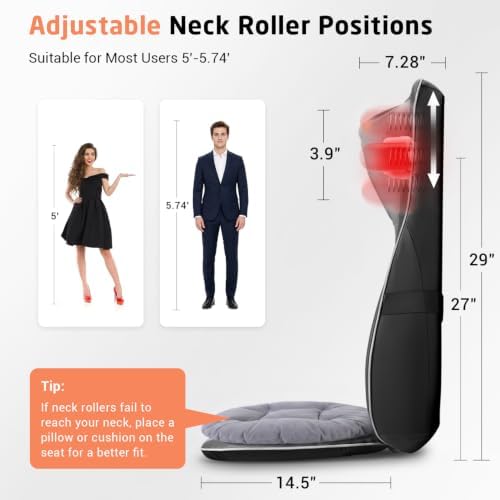 Mynt Shiatsu Neck & Back Massager for Chair, Deep Tissue Kneading Chair Pad
