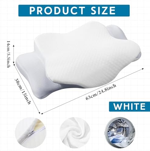 HunnmingRe Pillow Case for Cervical Neck, White, Queen Size