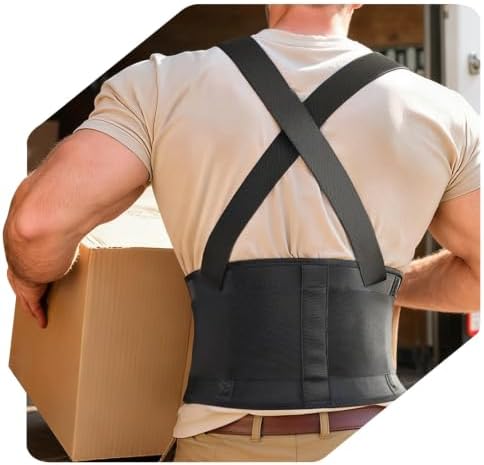 Medical-Grade Work Back Brace with Adjustable Shoulder Straps [Stronger Support & Breathable Mesh] Lower Back Support Belt for Men Women - Pain Relief for Lifting, Warehouse, Construction & Moving