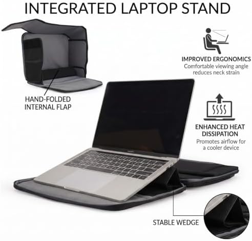 Laptop Sun Shade Folds to Computer Sleeve Bag, Black