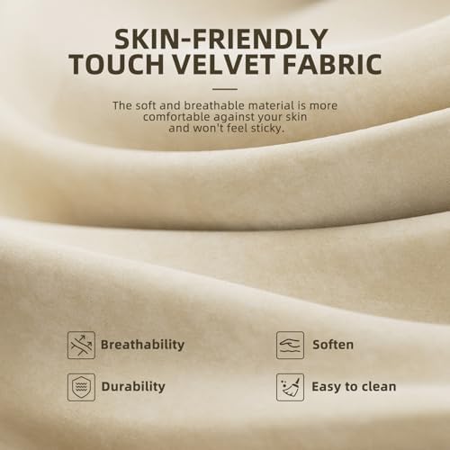 Ferghana Velvet Fabric Gaming Chair, Ergonomic Gamer Chair for Adult, Comfortable Video Game Chair with Footrest and Massage Lumbar Cushion, Racing Reclining Office Home Computer Desk Chair Beige