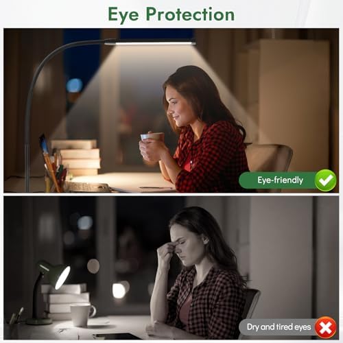 Clamp Lamp for Desk, Eye-Caring LED Clip Light for Home Office